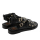 SANDALIA PLANA DE PIEL TACHUELAS CHLOE NEGRO PORRONET - Querol online