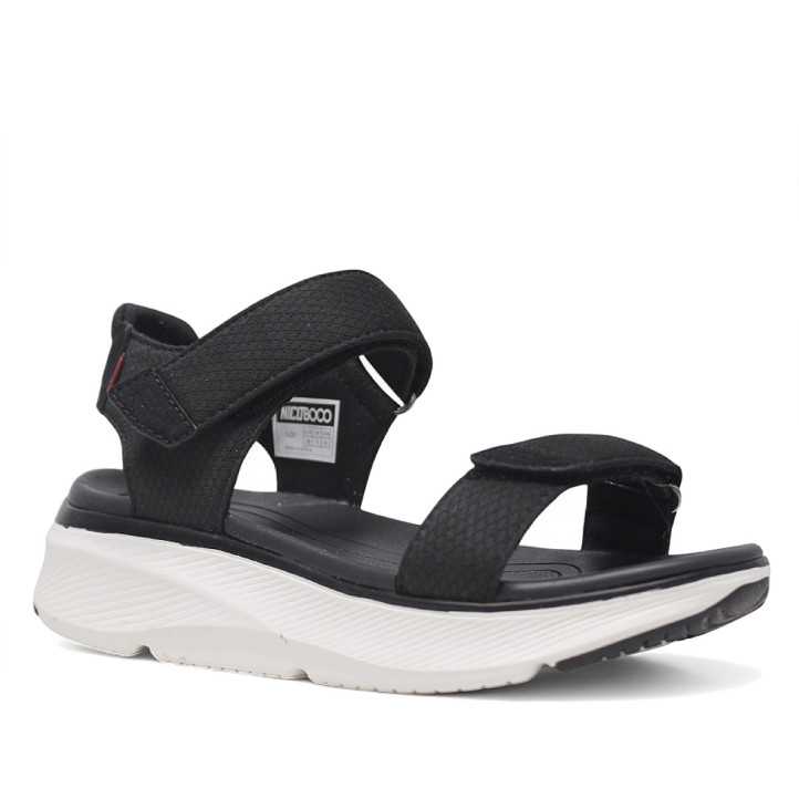 Sandàlies falca Nicoboco madol negres amb doble velcro estil esportiu - Querol online