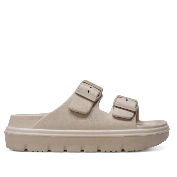 Chanclas Nicoboco sesil beige con doble hebilla - Querol online