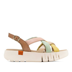 SANDALIA DE CUÑA DE PIEL DANIELA TAUPE COLORES PORRONET - Querol online