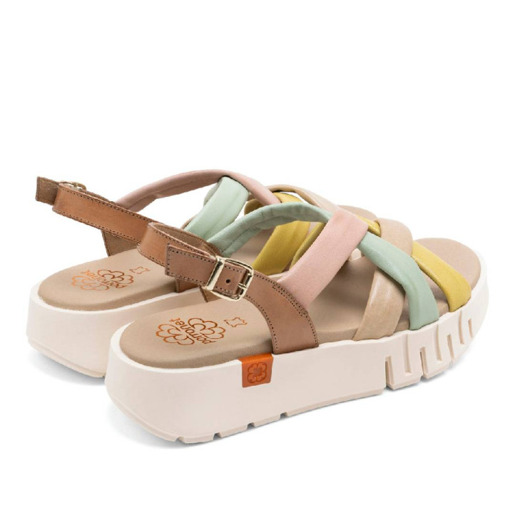 SANDALIA DE CUÑA DE PIEL DANIELA TAUPE COLORES PORRONET - Querol online