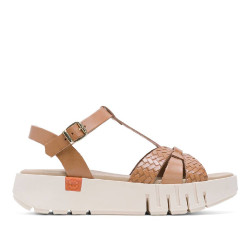 SANDALIA DE CUÑA DE PIEL DULCE TAUPE PORRONET - Querol online