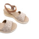 SANDALIA DE CUÑA DE PIEL Y TEXTIL ELISA TAUPE PORRONET - Querol online