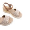 SANDALIA DE CUÑA DE PIEL Y TEXTIL ELISA TAUPE PORRONET