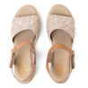 SANDALIA DE CUÑA DE PIEL Y TEXTIL ELISA TAUPE PORRONET