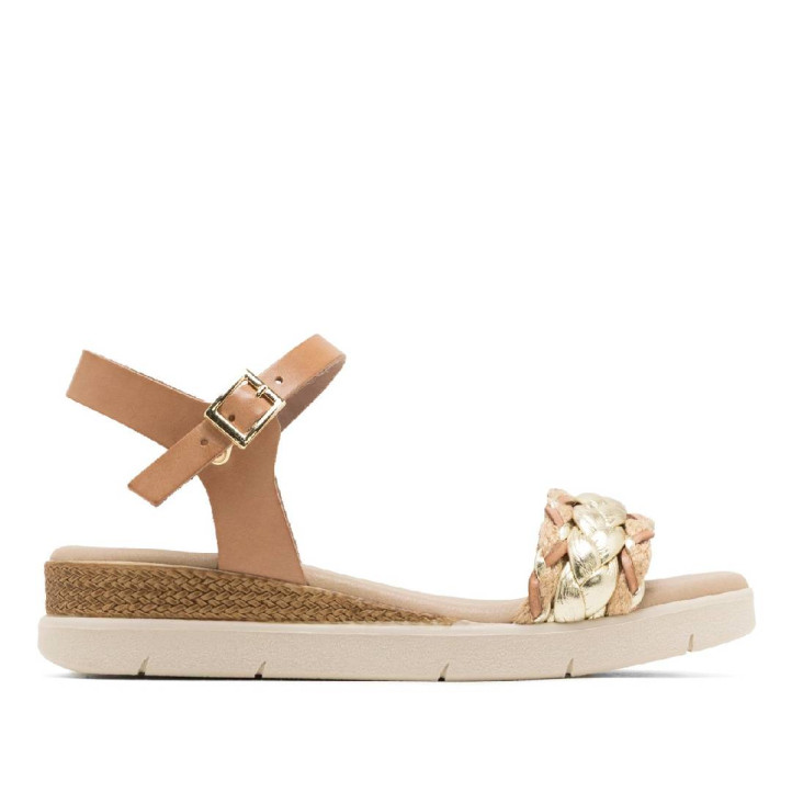 SANDALIA CUÑA DE PIEL FLAVIA TAUPE PORRONET - Querol online