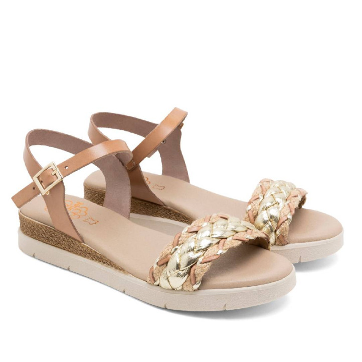 SANDALIA CUÑA DE PIEL FLAVIA TAUPE PORRONET - Querol online