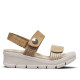 Sandalias cuña Amarpies tostadas con triple velcro y tiras elásticas - Querol online