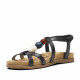 Sandàlies planes Amarpies negres amb tires creuades i detalls de pedres de colors - Querol online