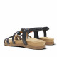 Sandàlies planes Amarpies negres amb tires creuades i detalls de pedres de colors - Querol online