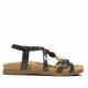 Sandàlies planes Amarpies negres amb tires creuades i detalls de pedres de colors - Querol online