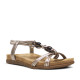 Sandàlies planes Amarpies daurades amb aplics de fusta i metal·litzats - Querol online