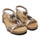 Sandalias planas Amarpies doradas con apliques de madera y metalizados - Querol online