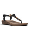 Sandalias planas Amarpies negras con apliques de madera redondos y en forma de flor