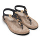 Sandalias planas Amarpies negras con apliques de madera redondos y en forma de flor - Querol online