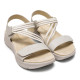 Sandalias cuña Amarpies beige con tiras cruzadas elásticas y doble cierre con velcro - Querol online