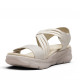 Sandalias cuña Amarpies beige con tiras cruzadas elásticas y doble cierre con velcro - Querol online