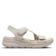 Sandalias cuña Amarpies beige con tiras cruzadas elásticas y doble cierre con velcro - Querol online