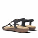 Sandalias planas Amarpies negras con tiras brillantes y apliques metalizados - Querol online