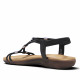 Sandalias planas Amarpies negras con tiras brillantes y apliques metalizados - Querol online