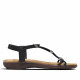 Sandalias planas Amarpies negras con tiras brillantes y apliques metalizados - Querol online