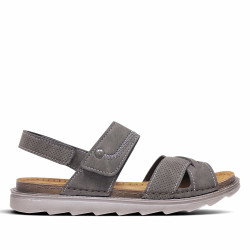 Sandàlies In Blu grises amb tires devanteres creuades i doble tancament amb velcro - Querol online