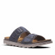 Sandalias In Blu azules con tiras troqueladas con doble hebilla - Querol online