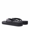 Chanclas Nicoboco ansar negras con doble tira al dedo con brillantes