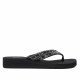 Chanclas Nicoboco ansar negras con doble tira al dedo con brillantes - Querol online