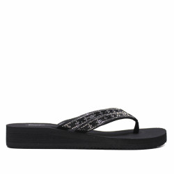 Chanclas Nicoboco ansar negras con doble tira al dedo con brillantes - Querol online