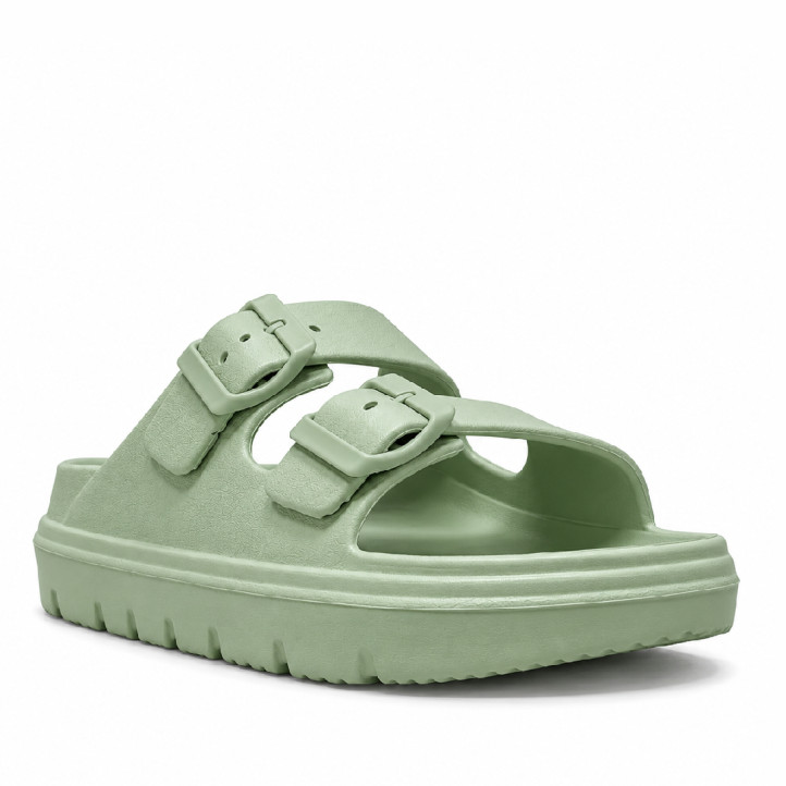 Chanclas Nicoboco sesil verdes con doble hebilla - Querol online