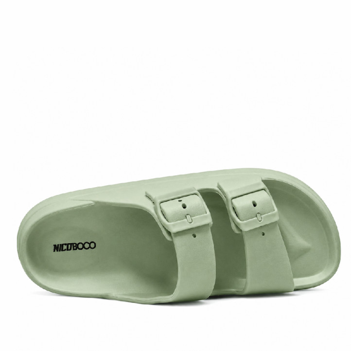 Chanclas Nicoboco sesil verdes con doble hebilla - Querol online
