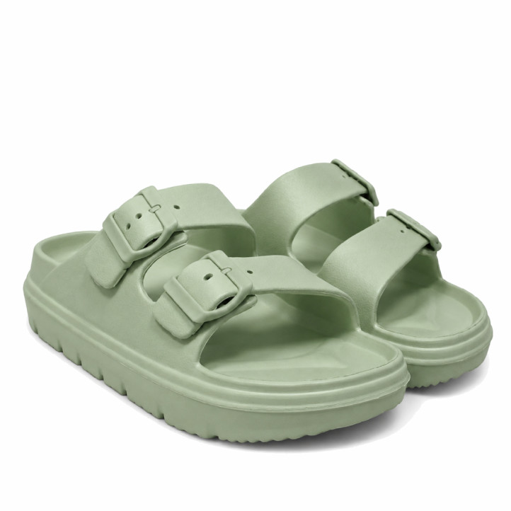 Chanclas Nicoboco sesil verdes con doble hebilla - Querol online