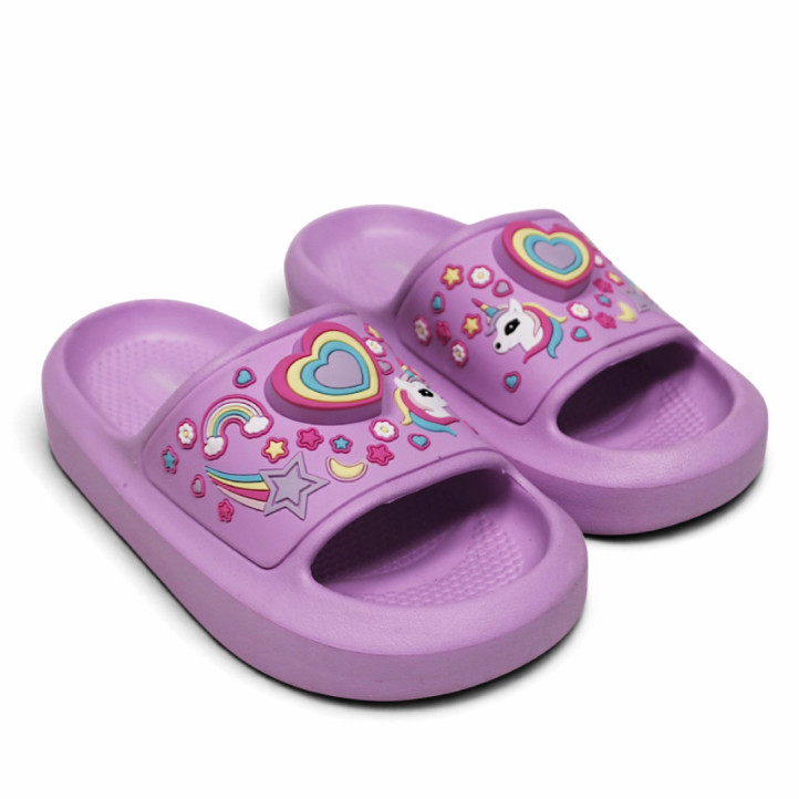 Chanclas Nicoboco heart lilas con corazones y unicornios - Querol online