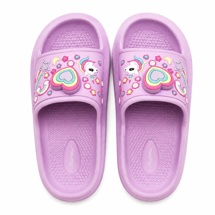 Chanclas Nicoboco heart lilas con corazones y unicornios - Querol online