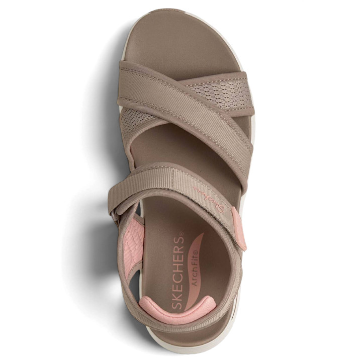 Sandalias cuña Skechers arch fit 2.0 sandal-feelin' bright taupe/coral - Querol online