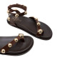 SANDALIA PLANA DE PIEL TACHUELAS HOLLY MOKA PORRONET