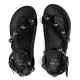 SANDALIA PLANA DE PIEL TACHUELAS HOLLY NEGRO PORRONET - Querol online