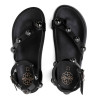 SANDALIA PLANA DE PIEL TACHUELAS HOLLY NEGRO PORRONET
