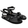 SANDALIA PLANA DE PIEL TACHUELAS HOLLY NEGRO PORRONET