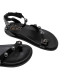SANDALIA PLANA DE PIEL TACHUELAS HOLLY NEGRO PORRONET - Querol online