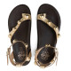SANDALIA PLANA DE PIEL TACHUELAS HOLLY ORO PORRONET - Querol online