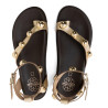 SANDALIA PLANA DE PIEL TACHUELAS HOLLY ORO PORRONET