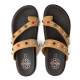 SANDALIA PLANA DE PIEL TACHUELAS HANNAH CAMEL PORRONET - Querol online