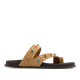 SANDALIA PLANA DE PIEL TACHUELAS HANNAH CAMEL PORRONET - Querol online