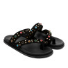 SANDALIA PLANA DE PIEL TACHUELAS HANNAH NEGRO PORRONET
