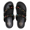 SANDALIA PLANA DE PIEL TACHUELAS HANNAH NEGRO PORRONET
