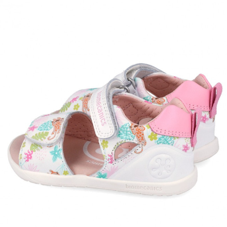 sandalias Biomecanics 262163 blancas con flores y leopardos - Querol online