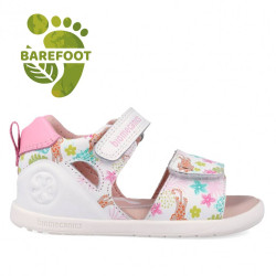 sandalias Biomecanics 262163 blancas con flores y leopardos - Querol online