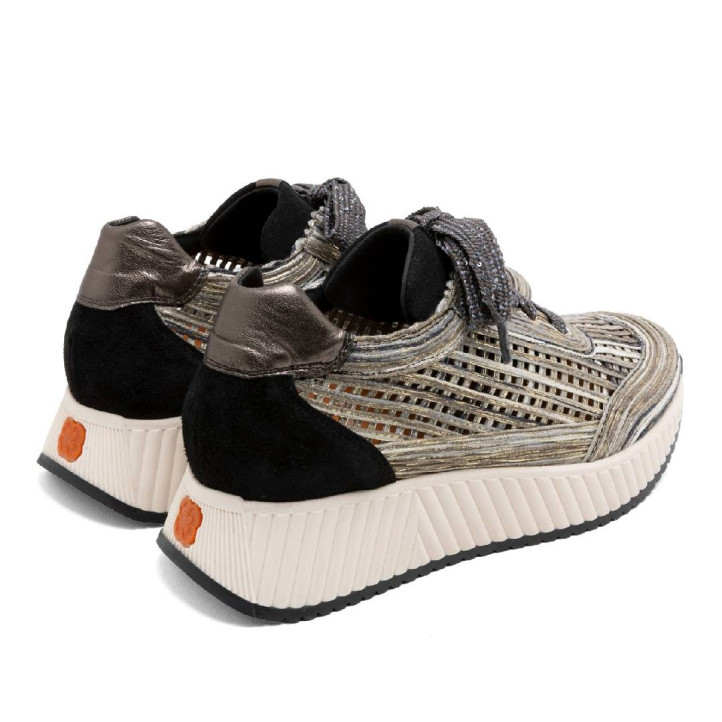 DEPORTIVA CALADA DE PIEL Y TEXTIL INÉS NEGRO PORRONET - Querol online